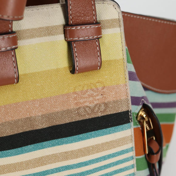LOEWE Hand Bag Canvas 2way Multicolor Gold Auth 134870SAM