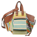LOEWE Hand Bag Canvas 2way Multicolor Gold Auth 134870M-13
