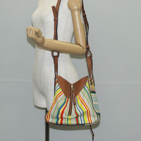 LOEWE Hand Bag Canvas 2way Multicolor Gold Auth 134870SAM