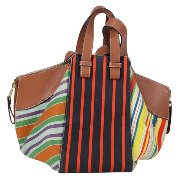LOEWE Hand Bag Canvas 2way Multicolor Gold Auth 134870SAM