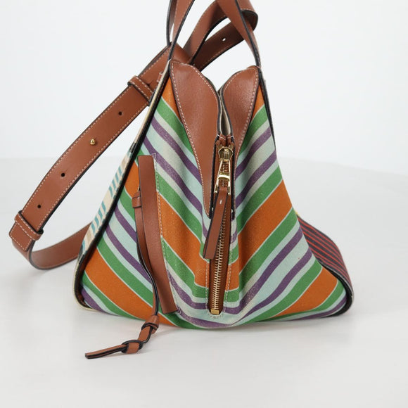 LOEWE Hand Bag Canvas 2way Multicolor Gold Auth 134870SAM