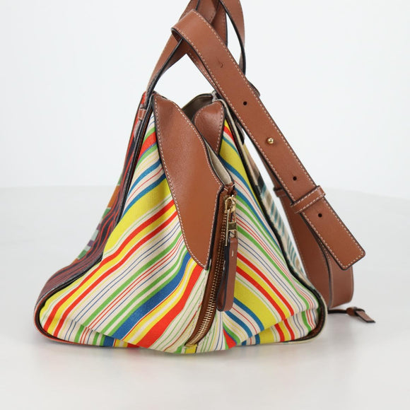 LOEWE Hand Bag Canvas 2way Multicolor Gold Auth 134870SAM