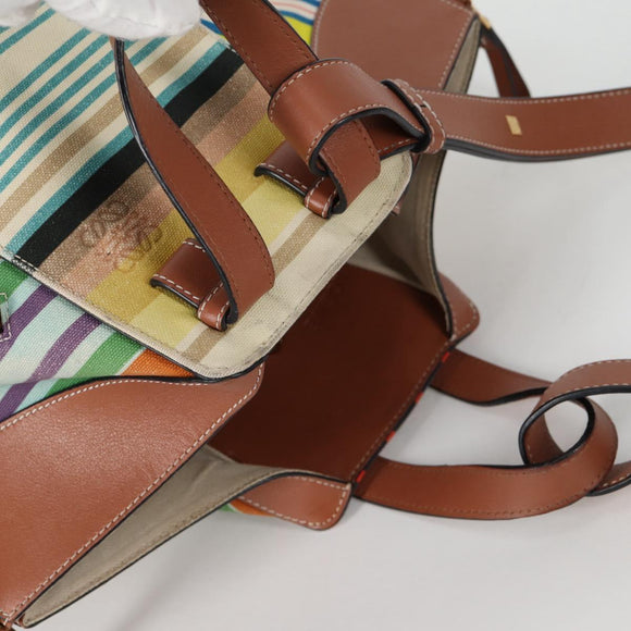 LOEWE Hand Bag Canvas 2way Multicolor Gold Auth 134870M