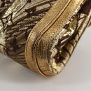 LOUIS VUITTON Monogram Brocade Tari Clutch Bag Gold M93142 LV Auth 134873V-16