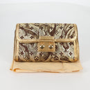 LOUIS VUITTON Monogram Brocade Tari Clutch Bag Gold M93142 LV Auth 134873V-12