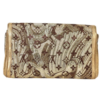 LOUIS VUITTON Monogram Brocade Tari Clutch Bag Gold M93142 LV Auth 134873V - 0