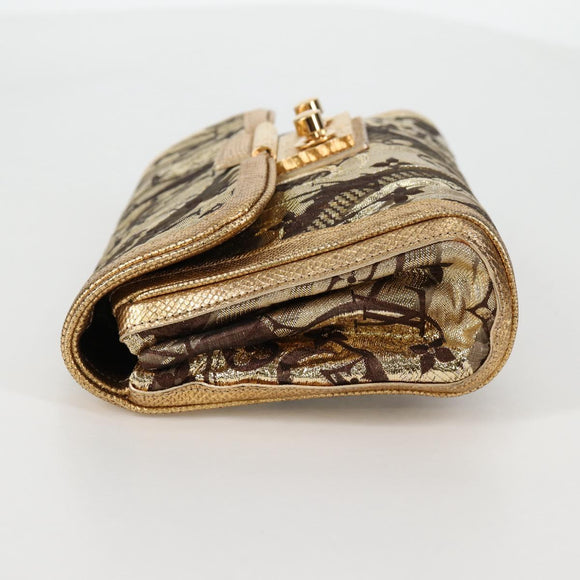 LOUIS VUITTON Monogram Brocade Tari Clutch Bag Gold M93142 LV Auth 134873V