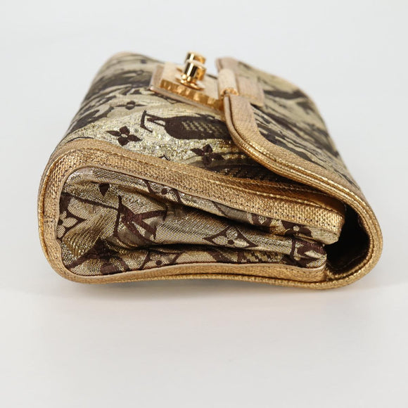 LOUIS VUITTON Monogram Brocade Tari Clutch Bag Gold M93142 LV Auth 134873V