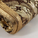 LOUIS VUITTON Monogram Brocade Tari Clutch Bag Gold M93142 LV Auth 134873V-7