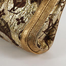 LOUIS VUITTON Monogram Brocade Tari Clutch Bag Gold M93142 LV Auth 134873V-14