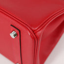 HERMES Birkin 30 Hand Bag Leather Red Silver Auth 134875SM-15