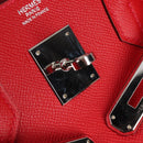HERMES Birkin 30 Hand Bag Leather Red Silver Auth 134875SM-22