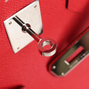 HERMES Birkin 30 Hand Bag Leather Red Silver Auth 134875SM-9