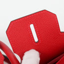 HERMES Birkin 30 Hand Bag Leather Red Silver Auth 134875SM-25