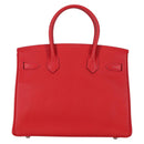 HERMES Birkin 30 Hand Bag Leather Red Silver Auth 134875SM-2