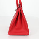 HERMES Birkin 30 Hand Bag Leather Red Silver Auth 134875SM-3