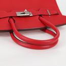 HERMES Birkin 30 Hand Bag Leather Red Silver Auth 134875SM-7