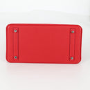 HERMES Birkin 30 Hand Bag Leather Red Silver Auth 134875SM-5