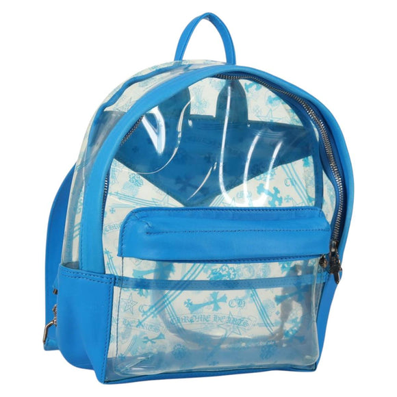 Chrome Hearts PVC BACK TO SCHOOL Backpack Vinyl Leather Blue Auth 134878SAM
