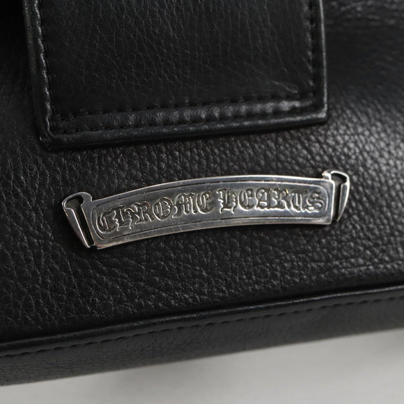 Chrome Hearts BS Flare Patch Square Pocket Bag Leather Black Silver Auth 134880M