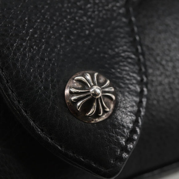 Chrome Hearts BS Flare Patch Square Pocket Bag Leather Black Silver Auth 134880M