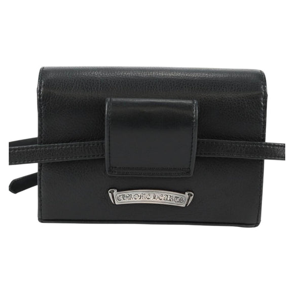 Chrome Hearts BS Flare Patch Square Pocket Bag Leather Black Silver Auth 134880M