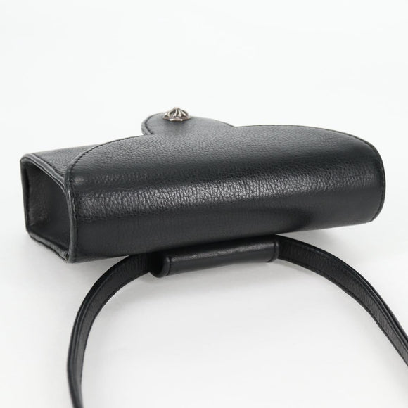 Chrome Hearts BS Flare Patch Square Pocket Bag Leather Black Silver Auth 134880M