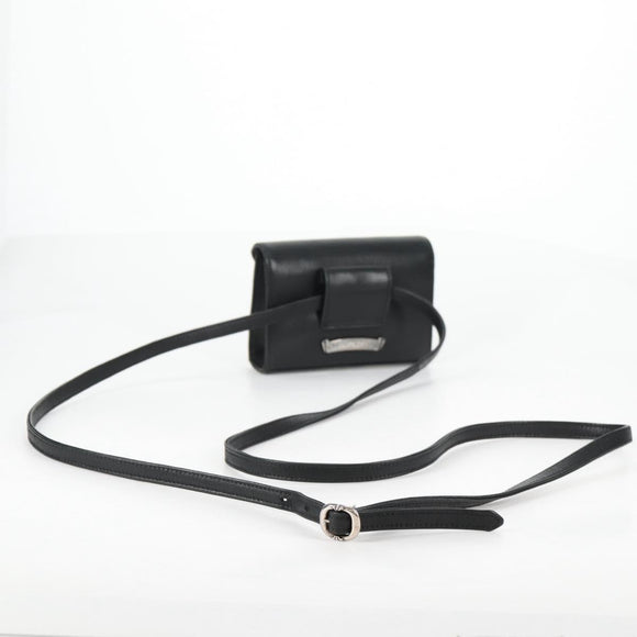 Chrome Hearts BS Flare Patch Square Pocket Bag Leather Black Silver Auth 134880M