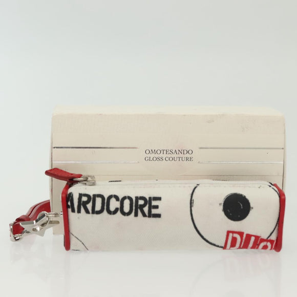 Christian Dior Lipstick case Cosmetic Pouch Canvas White Auth 134881