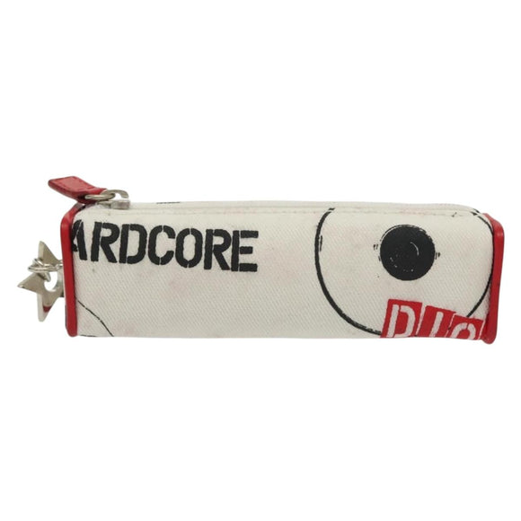 Christian Dior Lipstick case Cosmetic Pouch Canvas White Auth 134881