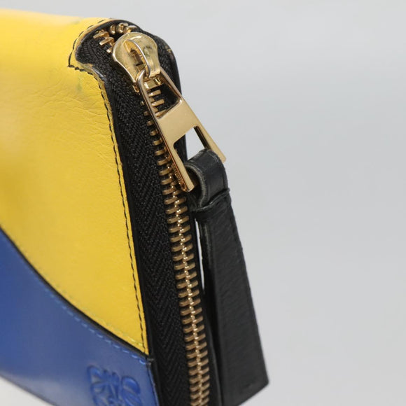 LOEWE Puzzle Anagram Compact Wallet Leather Yellow Auth 134882