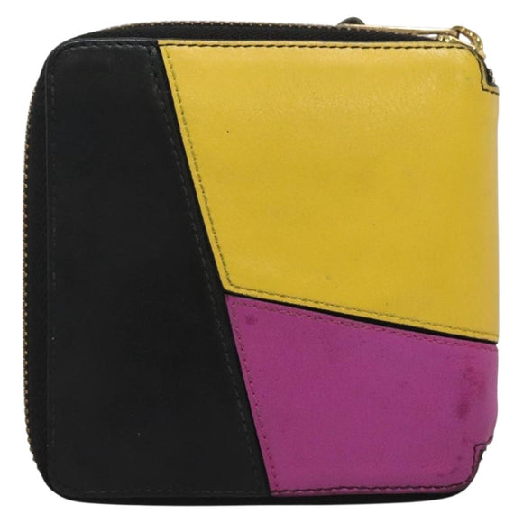 LOEWE Puzzle Anagram Compact Wallet Leather Yellow Auth 134882