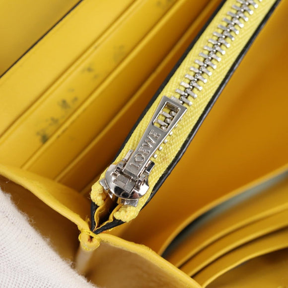 LOEWE Puzzle Anagram Long Wallet Leather Yellow Auth 134883M