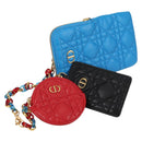 Christian Dior Canage Pouch Leather Blue Red black Auth 134892M-1