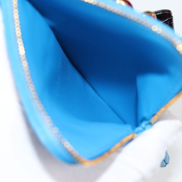 Christian Dior Canage Pouch Leather Blue Red black Auth 134892M