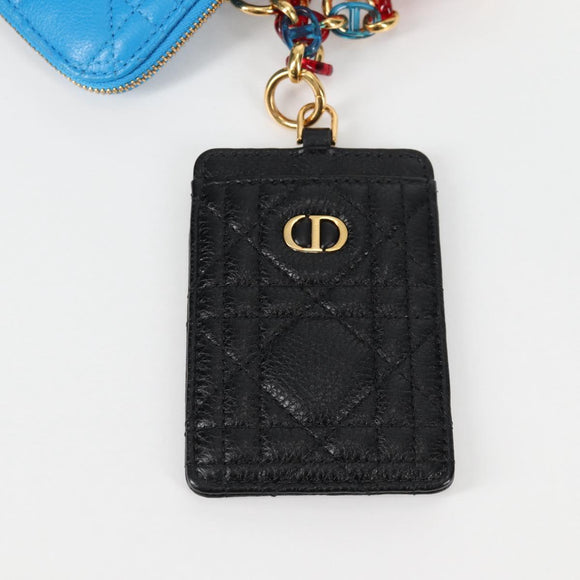 Christian Dior Canage Pouch Leather Blue Red black Auth 134892M