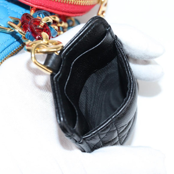 Christian Dior Canage Pouch Leather Blue Red black Auth 134892M