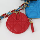 Christian Dior Canage Pouch Leather Blue Red black Auth 134892M-22