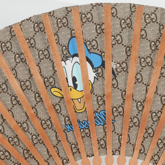 GUCCI GG Supreme Japanese Fan PVC Beige Gold 661734 Auth 134893M