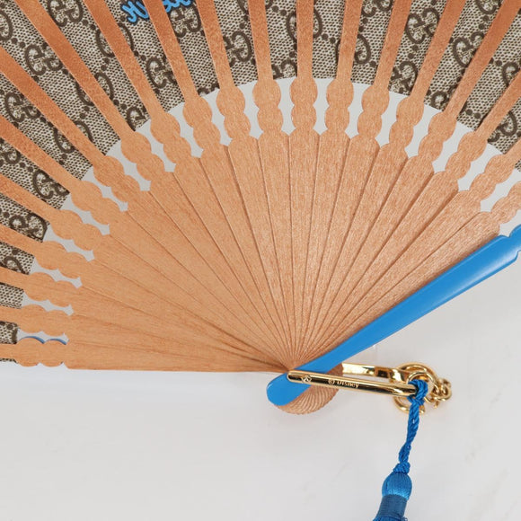 GUCCI GG Supreme Japanese Fan PVC Beige Gold 661734 Auth 134893M