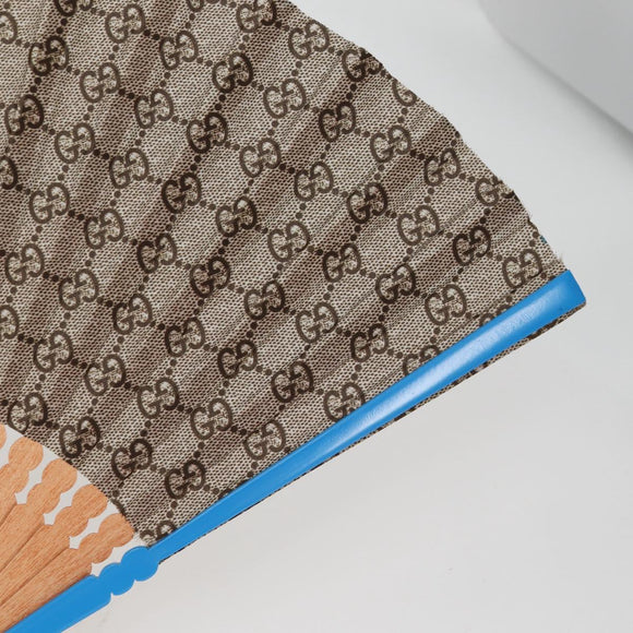 GUCCI GG Supreme Japanese Fan PVC Beige Gold 661734 Auth 134893M
