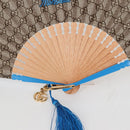 GUCCI GG Supreme Japanese Fan PVC Beige Gold 661734 Auth 134893M-5