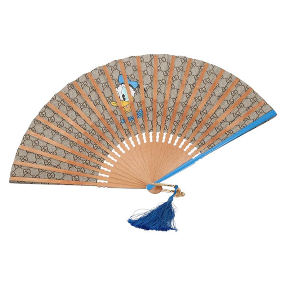 GUCCI GG Supreme Japanese Fan PVC Beige Gold 661734 Auth 134893M