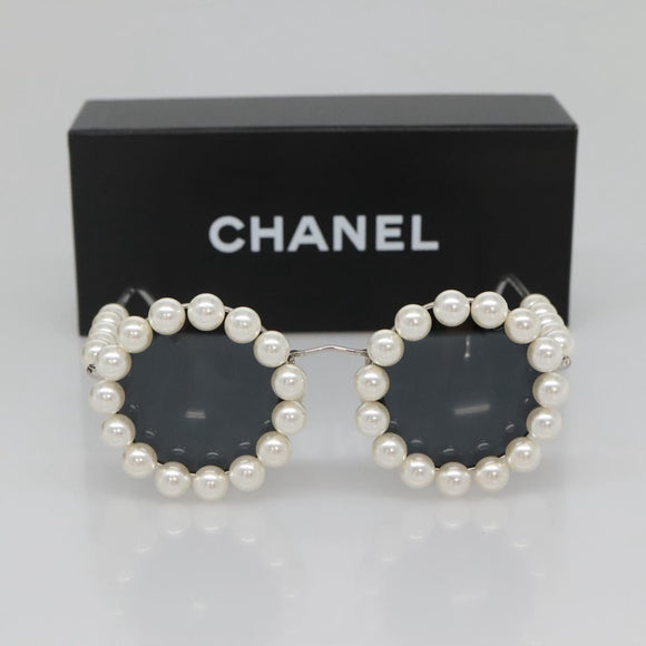 CHANEL Glasses metal Silver tone CC Auth 134897M