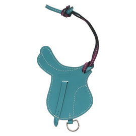 HERMES Paddock Cell Bag Charm Leather Purple Auth 134899M - 0