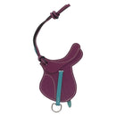 HERMES Paddock Cell Bag Charm Leather Purple Auth 134899M-3