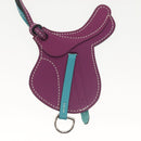 HERMES Paddock Cell Bag Charm Leather Purple Auth 134899M-5