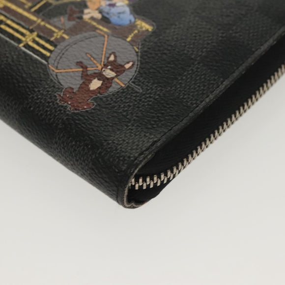 LOUIS VUITTON Damier Graphite Zippy Organizer Long Wallet N63002 Auth 134904