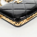 CHANEL Chain Shoulder Bag Patent leather Black Gold CC Auth 134911M-16
