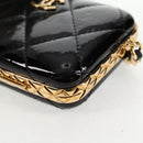 CHANEL Chain Shoulder Bag Patent leather Black Gold CC Auth 134911SAM-16